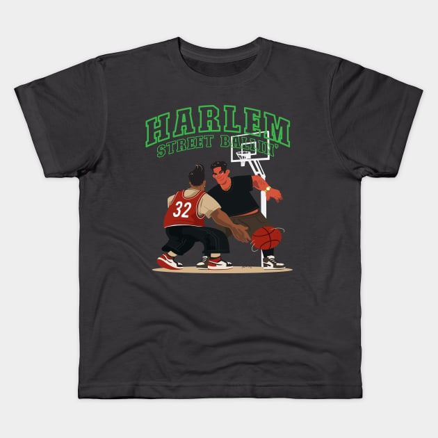 Beautiful Nice Harlem Street Balling Ballin Basketball Player Two Persons play on the court play on the road Kids T-Shirt by ActivLife